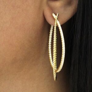 Gabriel and Co twist hoop diamond earrings